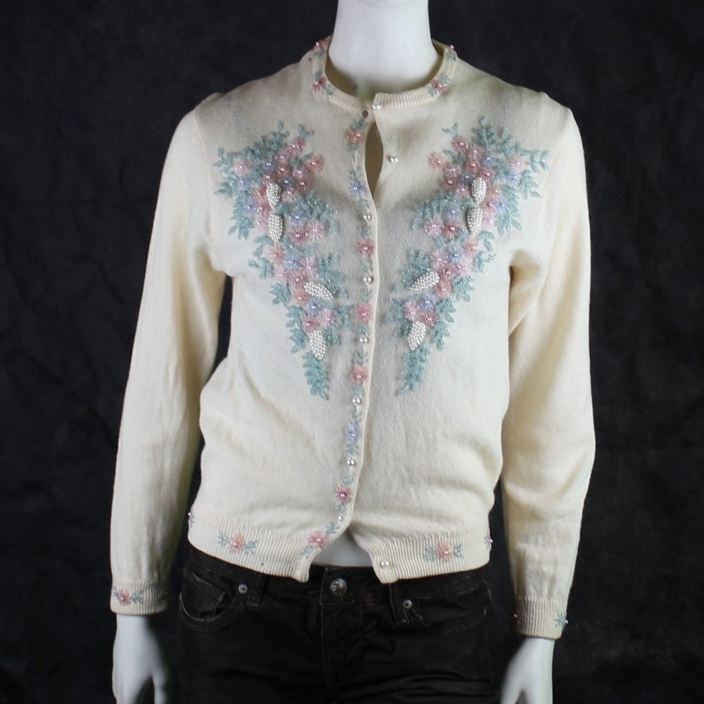 Vintage Lined Beaded Cardigan